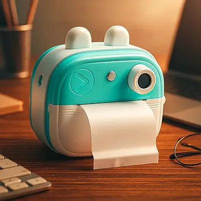 Іграшковий дитячий фотоапарат принтер гаджет для зйомки та друку фото 2 кольори type-c плеєр ігри чорно-білий принт