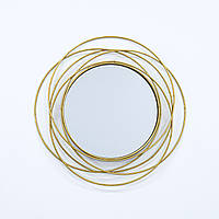 Настінне дзеркало кругле зі скла та металу із золотою рамою 63 см