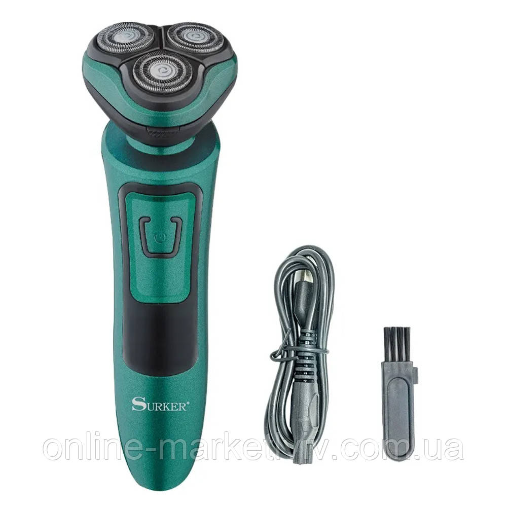 Акумуляторна бритва роторна, від USB, 3Вт, SURKER SK-2023 / Електробритва / Бритва електрична, фото 1