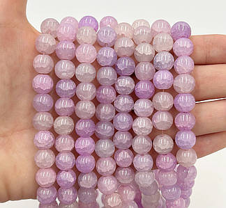 Намистини зі скла «Крижані» / Кракле / Упаковка ≈ 75 шт / Ø10мм / Бузковий