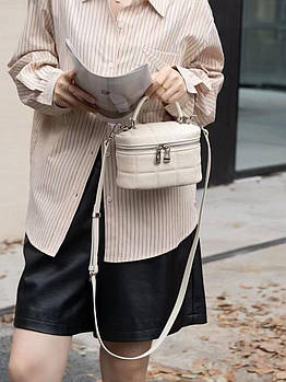 Сумка жіноча крос-боді молочного кольору на блискавці із натуральної шкіри в різних кольорах Jasmin