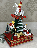 🎄Декоративна новорічна дерев’яна статуетка музична мініатюра з ялинкою 28х17х12 см, фото 2