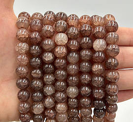 Намистини зі скла «Крижані» / Кракле / Упаковка ≈ 75 шт / Ø10мм / Коричневий