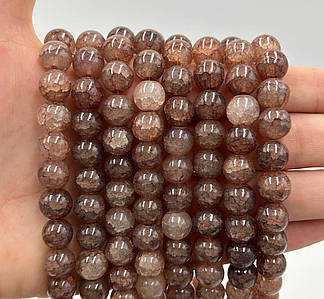 Намистини зі скла «Крижані» / Кракле / Упаковка ≈ 75 шт / Ø10мм / Коричневий