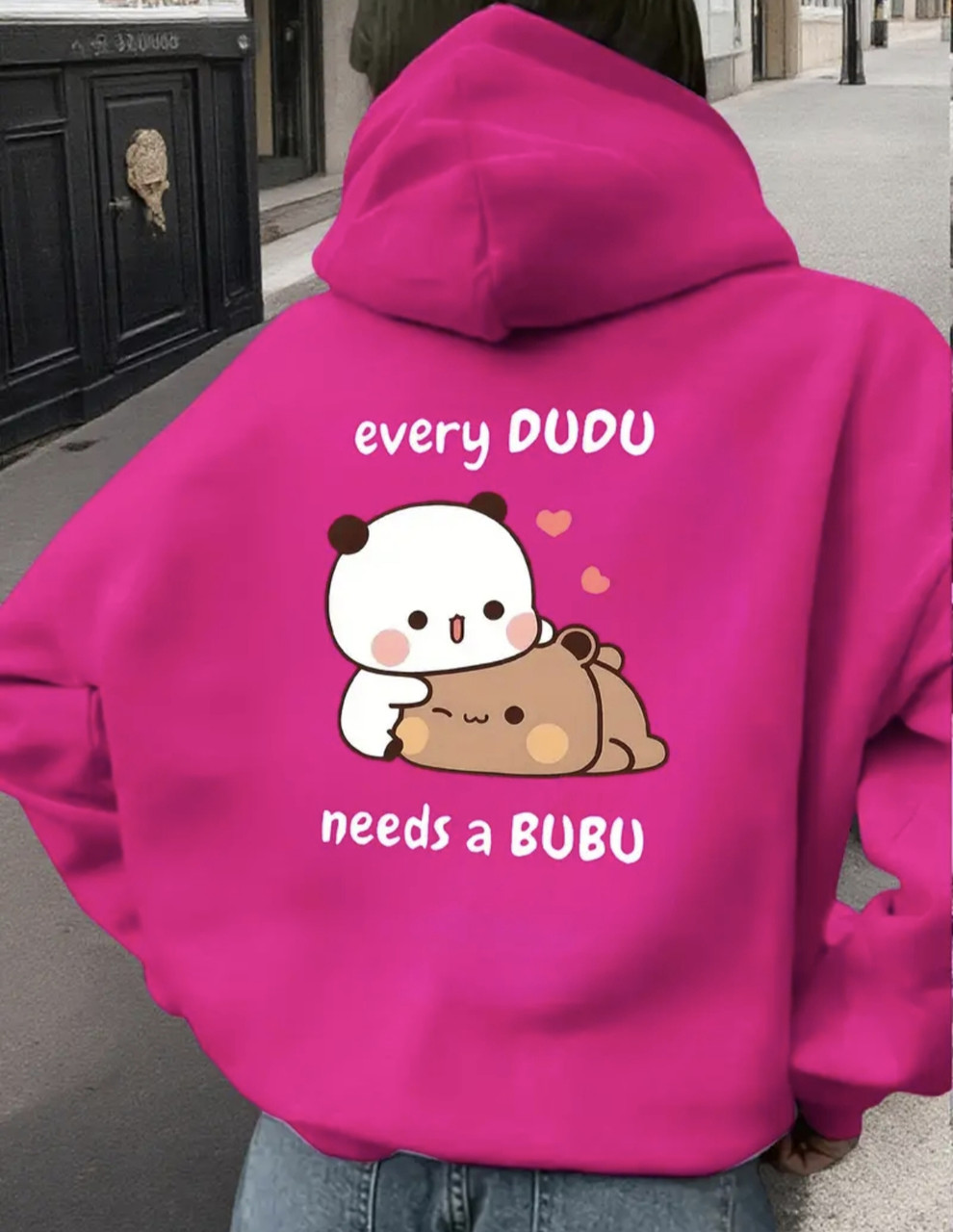 Жіноче худі з принтом Dudu Bubu (Бубу та Дуду) на спині, фото 1