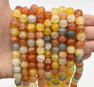 Намистини зі скла «Крижані» / Кракле / Упаковка ≈ 75 шт / Ø10мм / Мікс №18