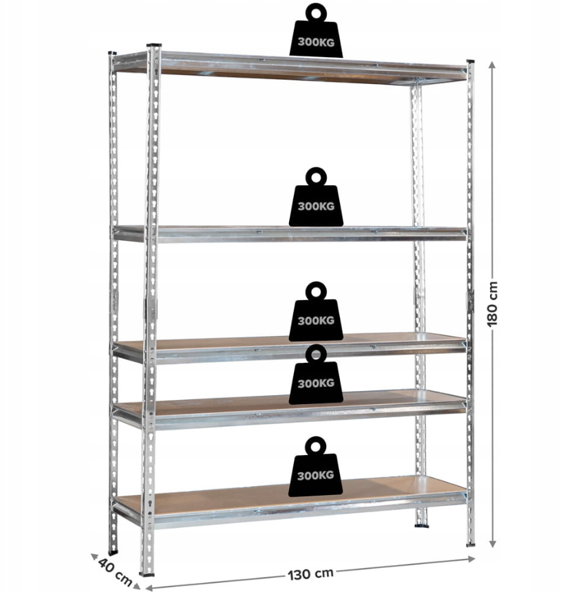 Складаний стелаж сталевий 5 полиць, 300 кг для інструментів і товарів, фото 1