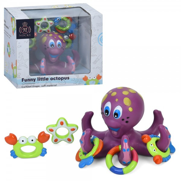 Іграшка для ванної Кільцебурос Восьминіг 8922, 5 фігурних кілочок, фото 1