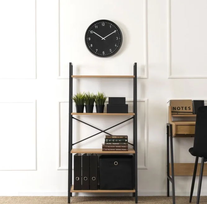 Стелаж MEBEL ELITE GIA, корпус метал, полички МДФ, дуб/чорний, фото 1