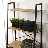 Стелаж MEBEL ELITE GIA, корпус метал, полички МДФ, дуб/чорний, фото 4