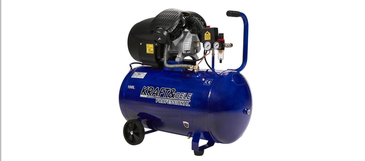 Масляний компресор Kraft&Dele KD4065, 100 л, 3 кВт, 530 л/хв, 1–8 бар – поршневий компресор для майстерні, фото 1