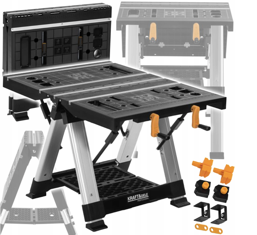 Складаний робочий стіл Kraft&Dele KD11870 верстак для столярних і ремонтних робіт навантаження до 350 кг, фото 1