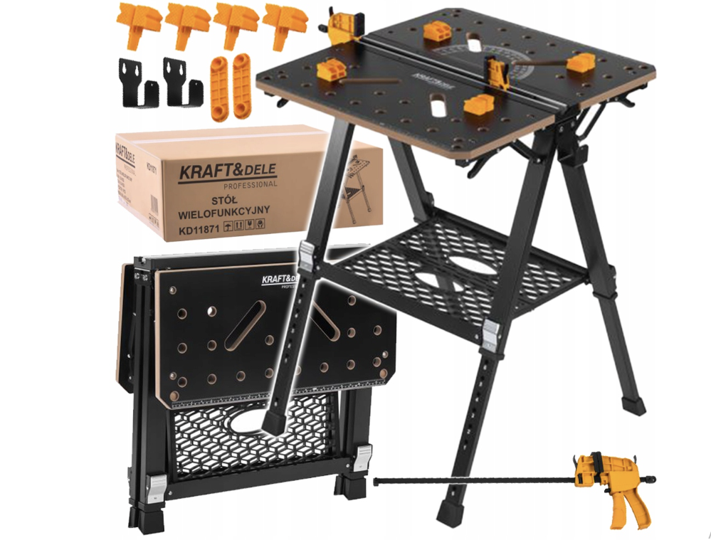 Складний робочий стіл, затискний верстак Kraft&Dele KD11871, МДФ, для майстерні та будівництва 454 кг, фото 1