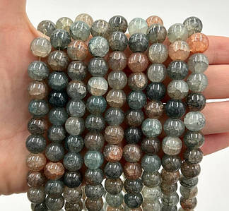 Намистини зі скла «Крижані» / Кракле / Упаковка ≈ 75 шт / Ø10мм / Мікс №50