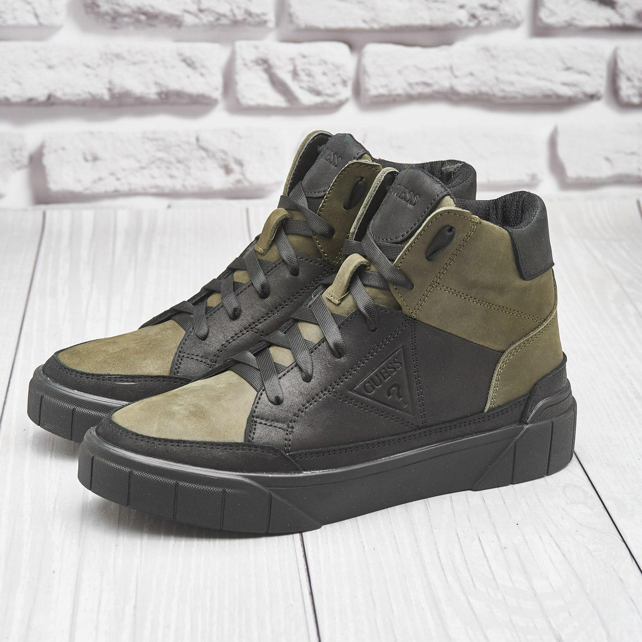 Зимові чоловічі шкіряні черевики, кросівки хакі утеплені з натуральної шкіри на хутрі на зиму для чоловіків, розмір 40-45, фото 1