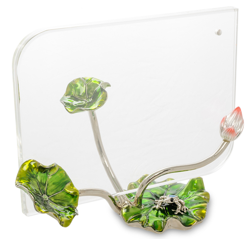 Витончена настільна фоторамка "Лотос" з скла на підставці з сплаву 21*11*17 см, фото 1