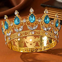 Декор для торта CHI Корона D8 см з блакитними камінцями (202303)