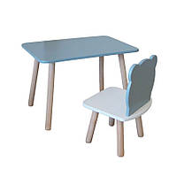 Комплект стіл та стілець дитячий - Voltronic Set Стіл сірий прямокутний + стілець сірий Мишка (ФАНЕРА)