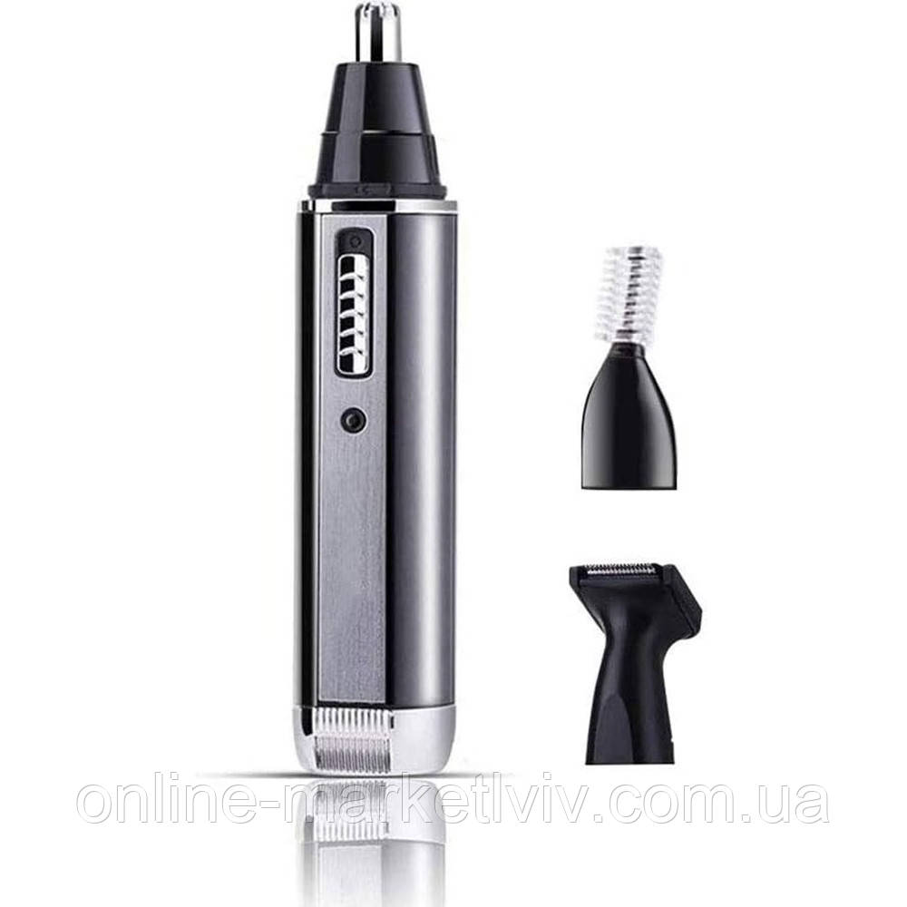 Тример для носа 3 насадки, від USB, 3 Вт, SURKER SK-118 / Тример для волосся в носі / Тример для вух, фото 1