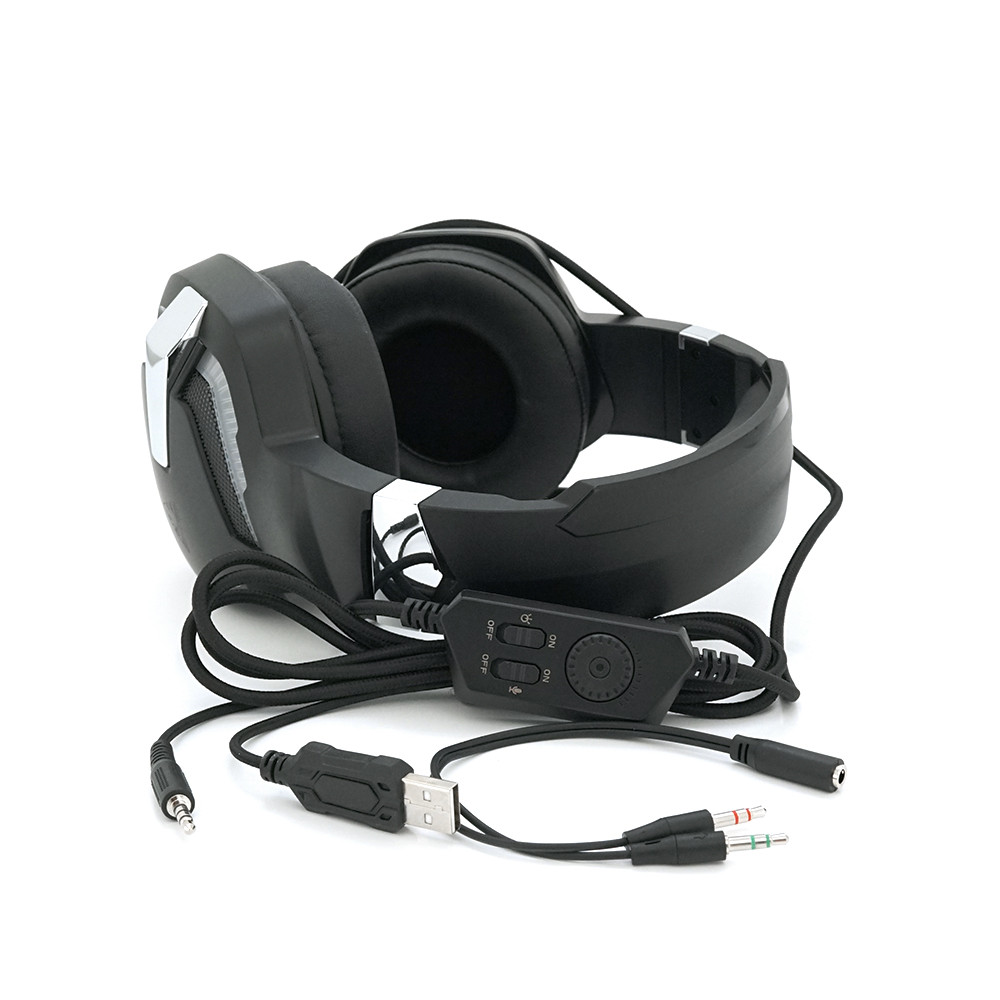 Навушники провідні з підсвічуванням Jedel GH-244, з мікрофоном і регулюванням гучності, Black, Box