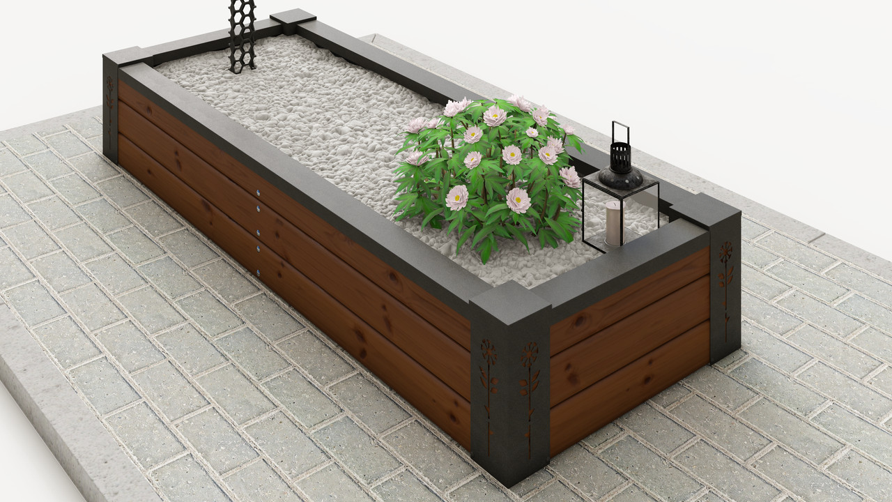 Одинарна обрешітка на могилу із натуральної деревини (модрини), висота 30 см, фото 1