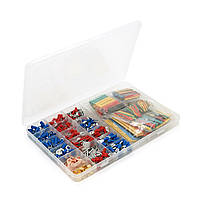 Набір клем холодного пресування в боксі, з набором термозбіжних кольорових трубок, 678шт.