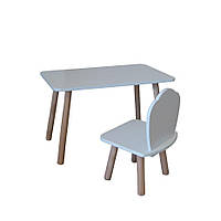 Комплект стіл та стілець дитячий - Voltronic Set Стіл білий прямокутний + стілець білий Мушля (ФАНЕРА)
