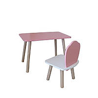 Комплект стіл та стілець дитячий - Voltronic Set Стіл рожевий прямокутний + стілець рожевий Мушля (ФАНЕРА)