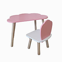 Комплект стіл та стілець дитячий - Voltronic Set Стіл рожевий хмаринка + стілець рожевий Мушля (ФАНЕРА)