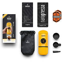 Портативна еспресо-кавоварка Wacaco Nanopresso жовта, механічна, для меленої кави, фото 5