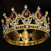 Декор для торта CHI Корона D8 см з бордовими камінцями (202304)