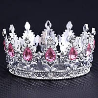 Декор для торта CHI Корона D8 см з рожевими камінцями (202305)