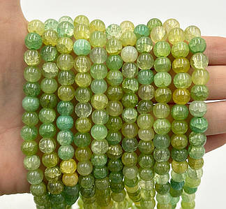 Намистини зі скла «Крижані» / Кракле / Упаковка ≈ 100 шт / Ø-8мм / Салатовий