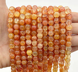 Намистини зі скла «Крижані» / Кракле / Упаковка ≈ 100 шт / Ø-8мм / Помаранчевий