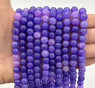 Намистини зі скла «Крижані» / Кракле / Упаковка ≈ 100 шт / Ø-8мм / Фіолетовий