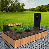 Надгробок подвійний на могилу із деревини (модрини), висота 30 см, фото 2