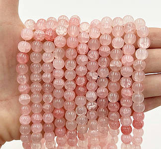 Намистини зі скла «Крижані» / Кракле / Упаковка ≈ 100 шт / Ø-8мм / Рожевий