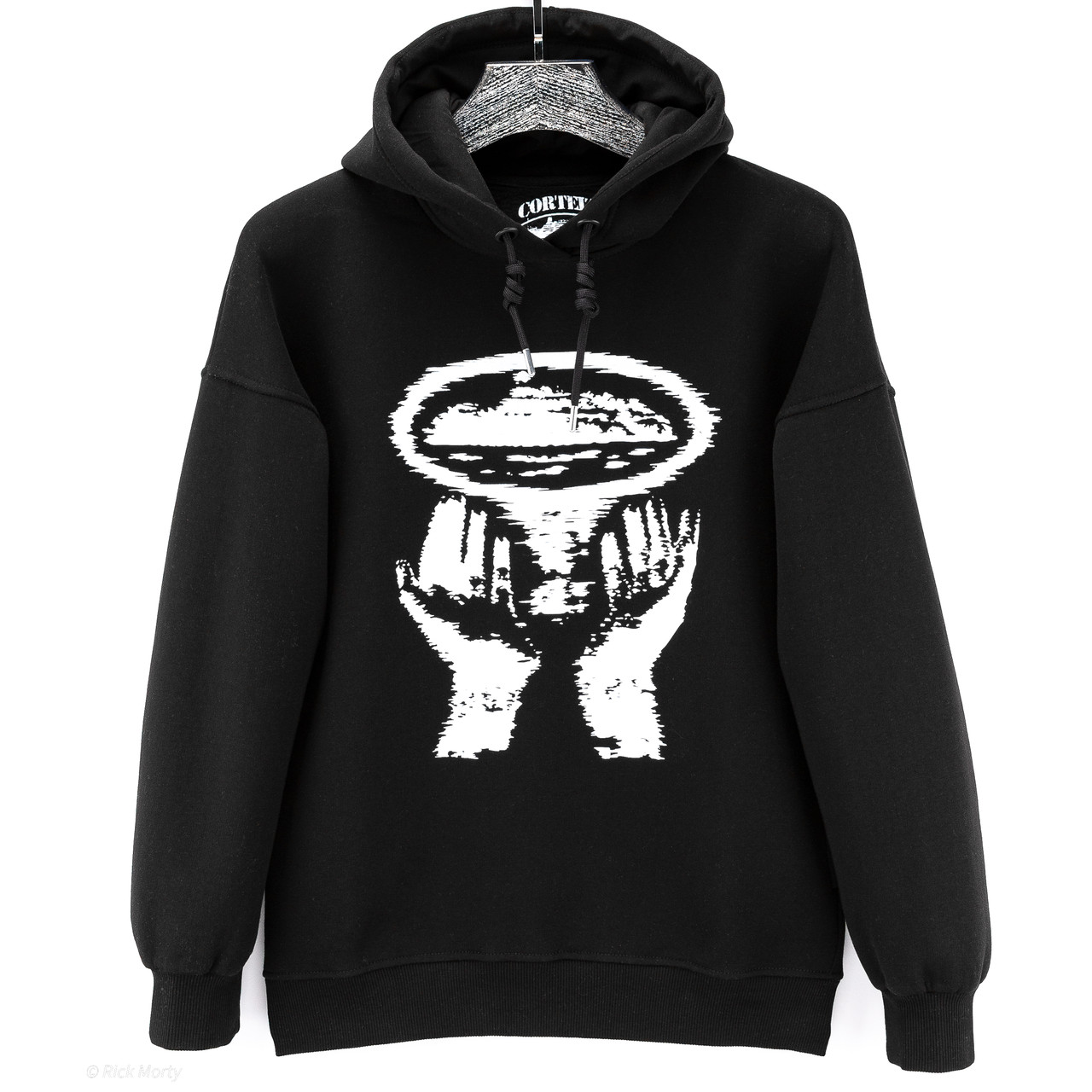 Худі Corteiz чорна тепла м’яка якісна на флісі, фото 1