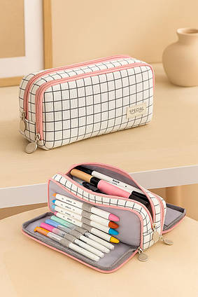 Пенал Косметичка Special Ти такий один на мільйон KEVIN&SASA CRAFTS 3 відділення 210*50*85 мм білий у клітинку