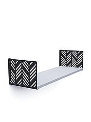 Полиця навісна "Листя" Metkas Home, 170×800×220 мм, ЛДСП та фарбований метал, Антрацит-Білий сніг (LPN017330802211AW)