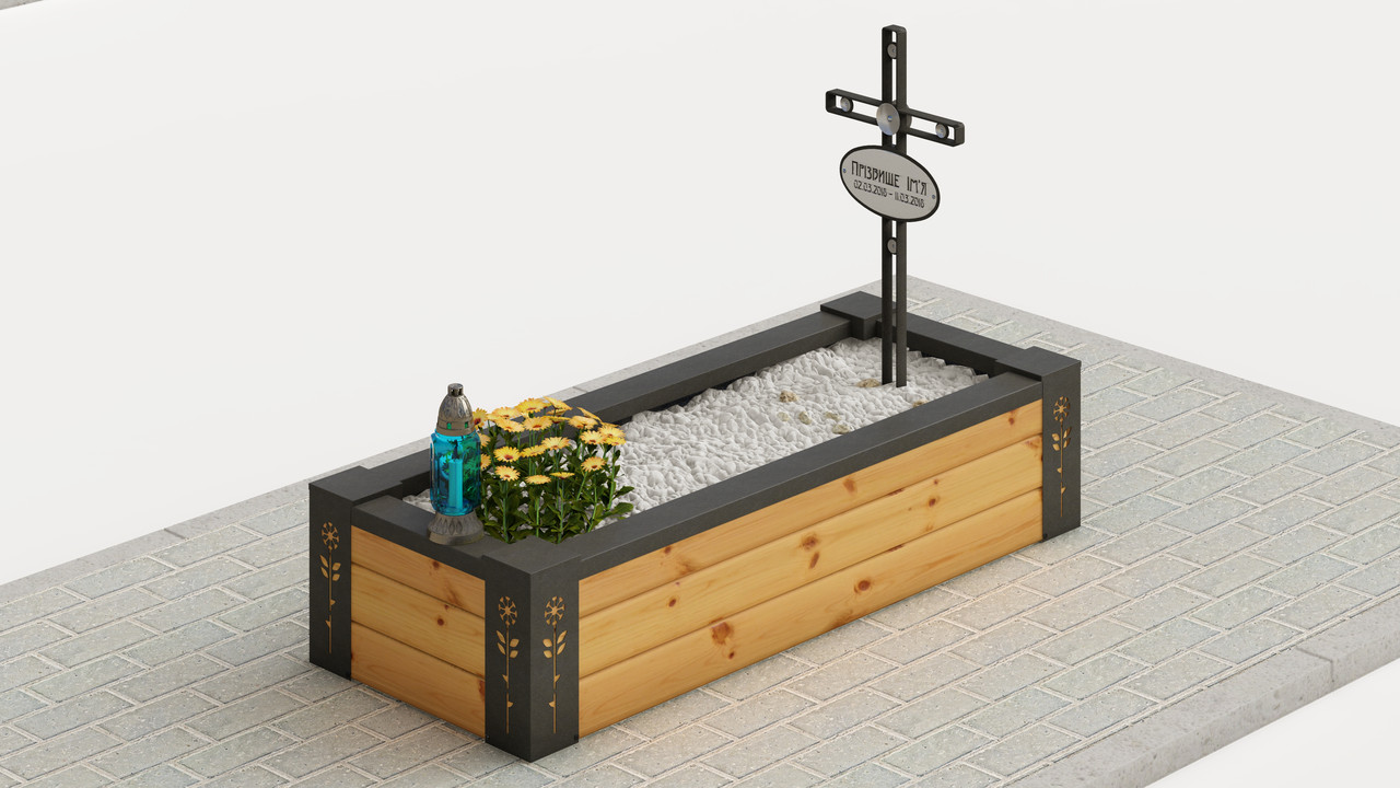 Надгробок малого розміру на могилу із модрини, висота 30 см, фото 1