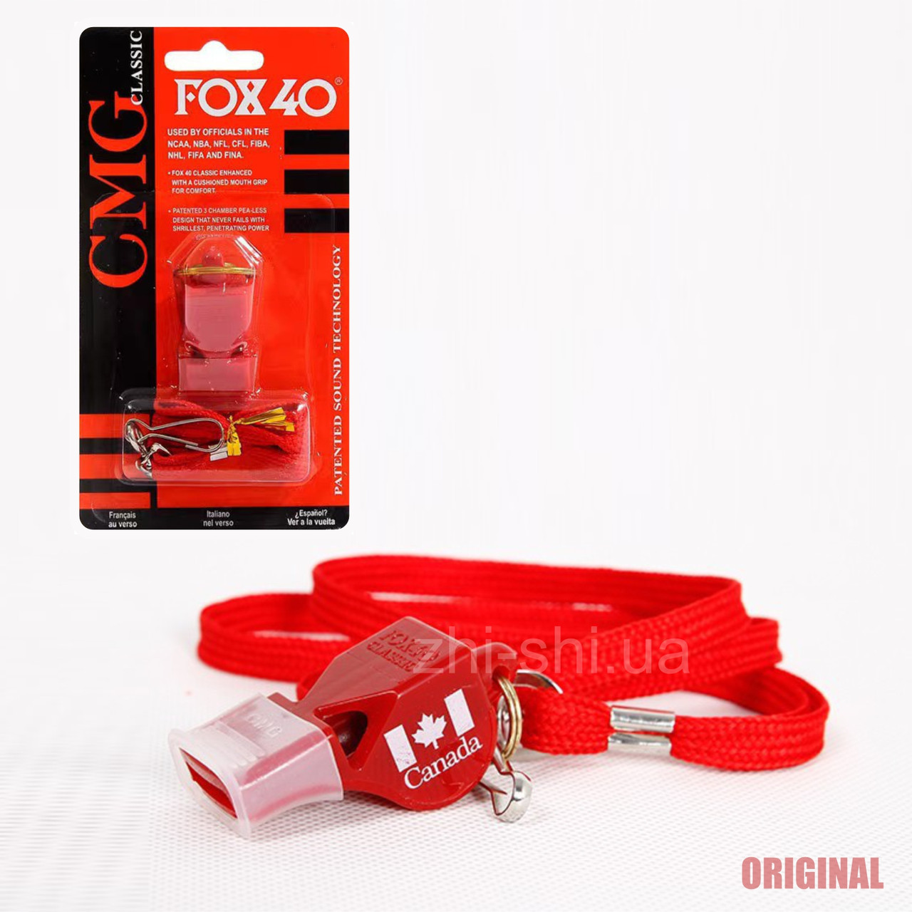 Свисток FOX 40 Classic CMG - для арбітрів, тренерів - оригінал (Канада) - red