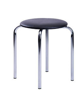 Круглий металевий табурет із м'яким сидінням Софі хром шкірозамінник Чорний AMF
