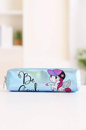 Пенал Косметичка шкільний Єдиноріг Be Cool лазерний м'ятний 190*50*45 мм