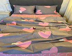 Комплект полуторної бавовняної постільної білизни Бязь Голд з фламінго