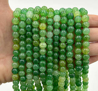 Намистини зі скла «Крижані» / Кракле / Упаковка ≈ 100 шт / Ø-8мм / Темно-Зелений