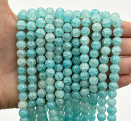 Намистини зі скла «Крижані» / Кракле / Упаковка ≈ 100 шт / Ø-8мм / Світло-блакитний