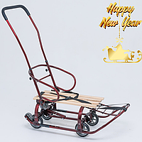 Санки-трансформер дитячі з колесами Патріот LUX 2026 колір: бордовий лак