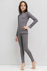 Комплект термобілизни для дівчаток з подвійним мікроначісом сірий