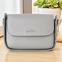 Маленький жіночий клатч сумка крос боді через сірий плече з екошкіри з плечовим ременем